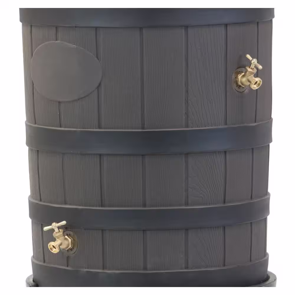 Good Ideas Rain Wizard 50 Gal. American Oak with Darkened Ribs Rain Barrel