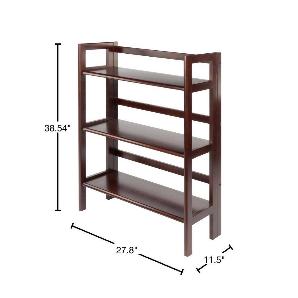 WINSOME WOOD Terry 3-Tier 38 in. H Foldable Walnut Bookshelf