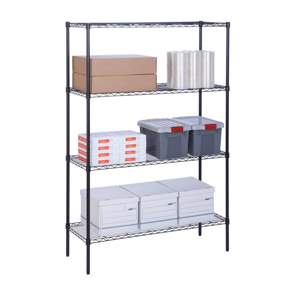 Honey-Can-Do Black Heavy Duty 4-Tier Steel Shelving Unit (48 in. W x 72 in. H x 18 in. D)