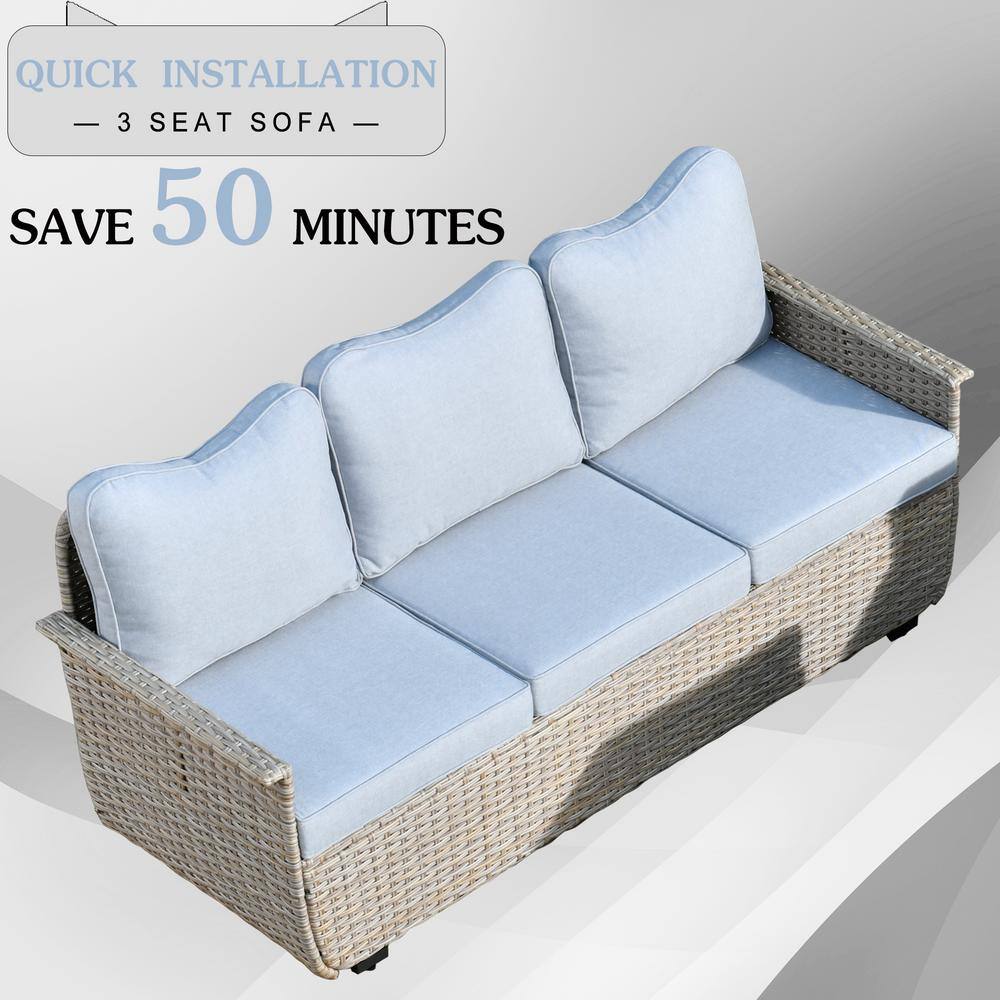 XIZZI Aphrodite 6-Piece Wicker Patio Conversation Seating Sofa Set with Cushions and Swivel Rocking Chairs