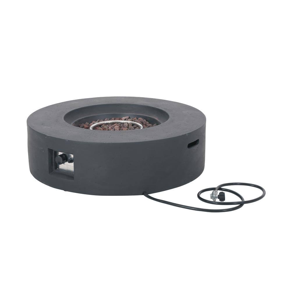Noble House Mayfair Dark Gray Circular Stone Fire Pit (No Tank Holder)