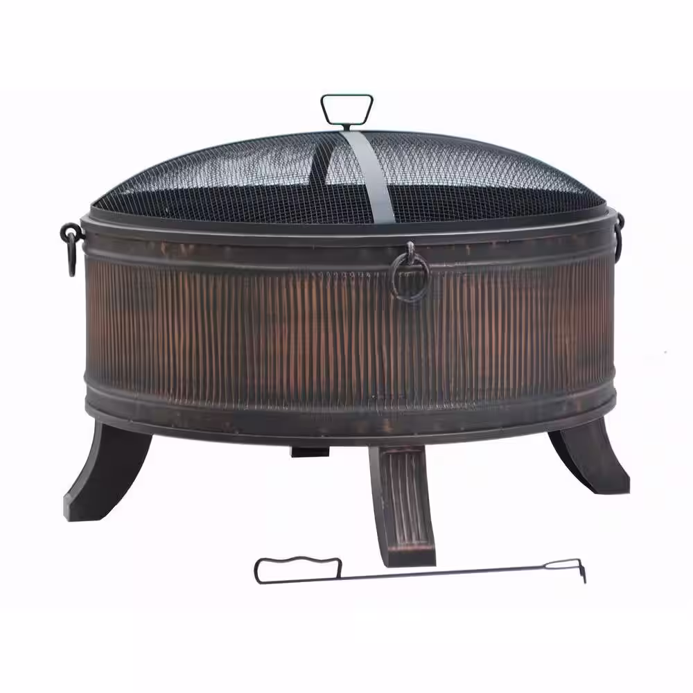 Hampton Bay Emberjack 36 in. Round Steel Outdoor Patio Wood Burning Fire Pit