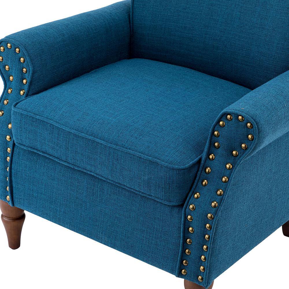 JAYDEN CREATION Macedonia Navy ArmChair with Nailhead Trim (Set of 2)