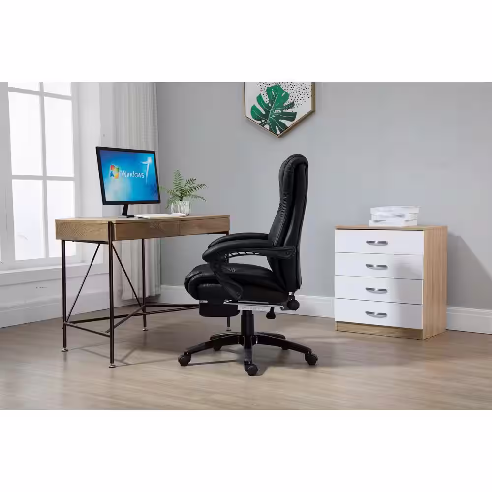 Vinsetto Black PU Leather Seat Executive High Back Office Chair Executive Computer Desk Chair with Adjustable Height