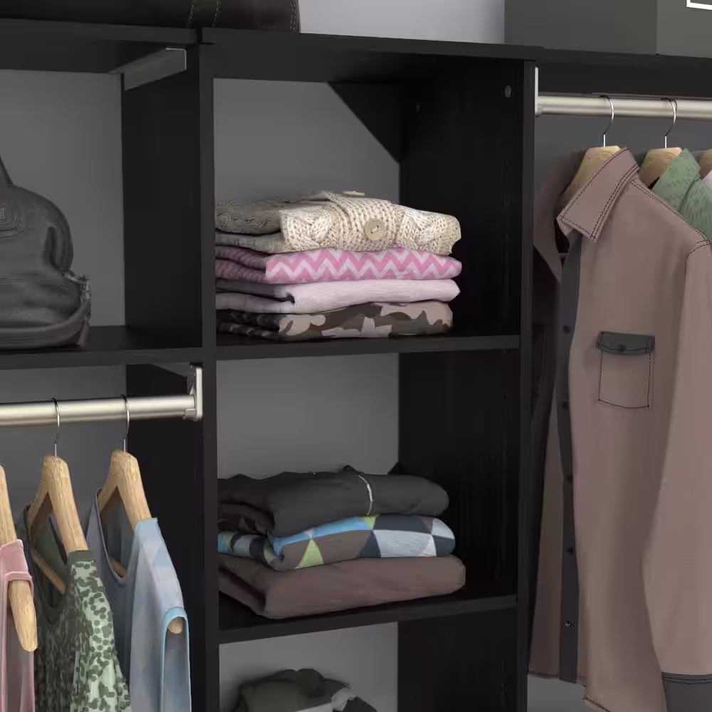 ClosetMaid Style+ 64.9 in W - 112.9 in W Noir Basic Narrow Wood Closet System Kit