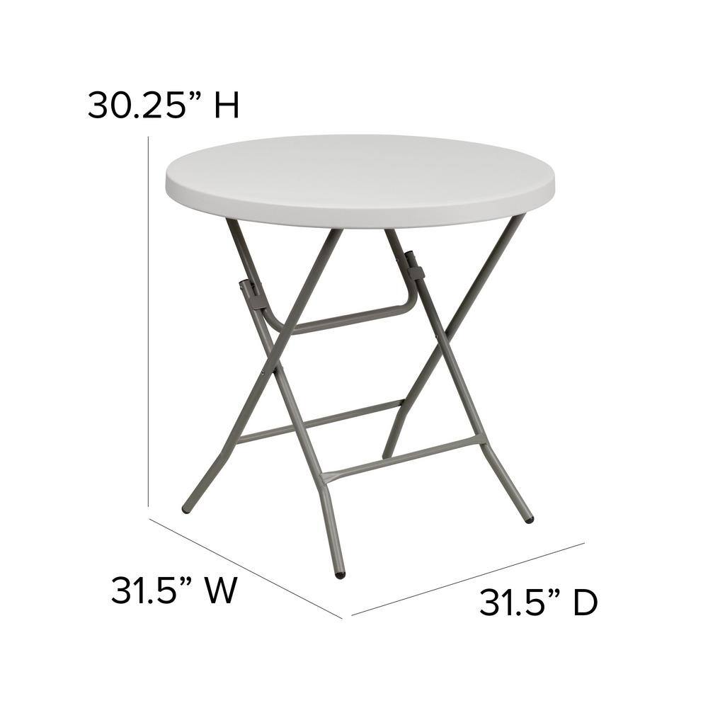 None 31.5 in. Granite White Plastic Tabletop Metal Frame Folding Table