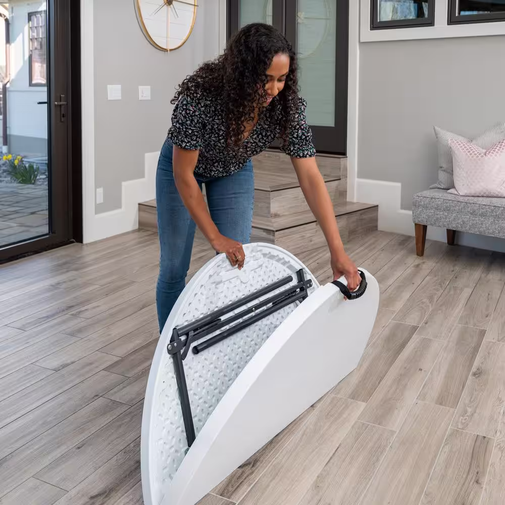 Lifetime 48 in. White Plastic Fold-in-Half Folding Card Table