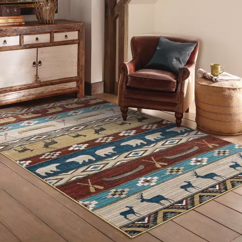 None Bazaar Aspen Multi 5 ft. 3 in. x 7 ft. 3 in. Lodge Area Rug