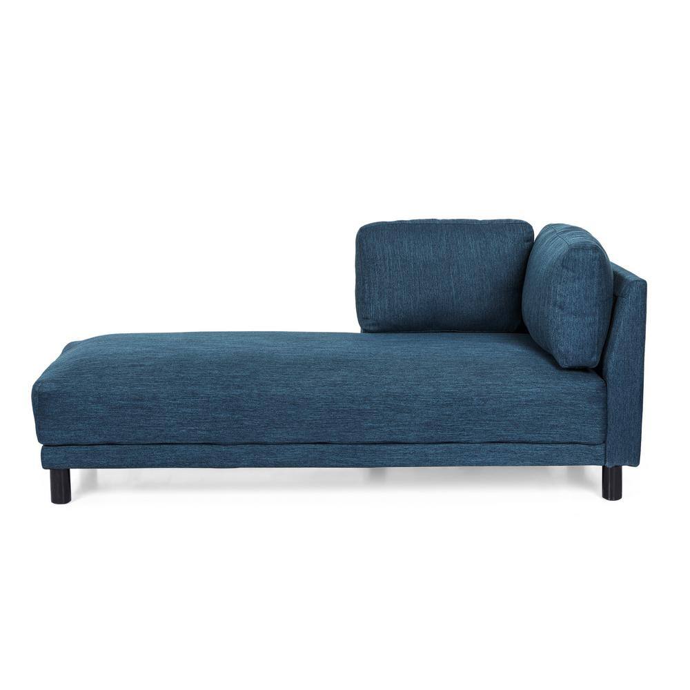 Noble House Hoadley Navy Blue and Black Upholstered Chaise Lounge