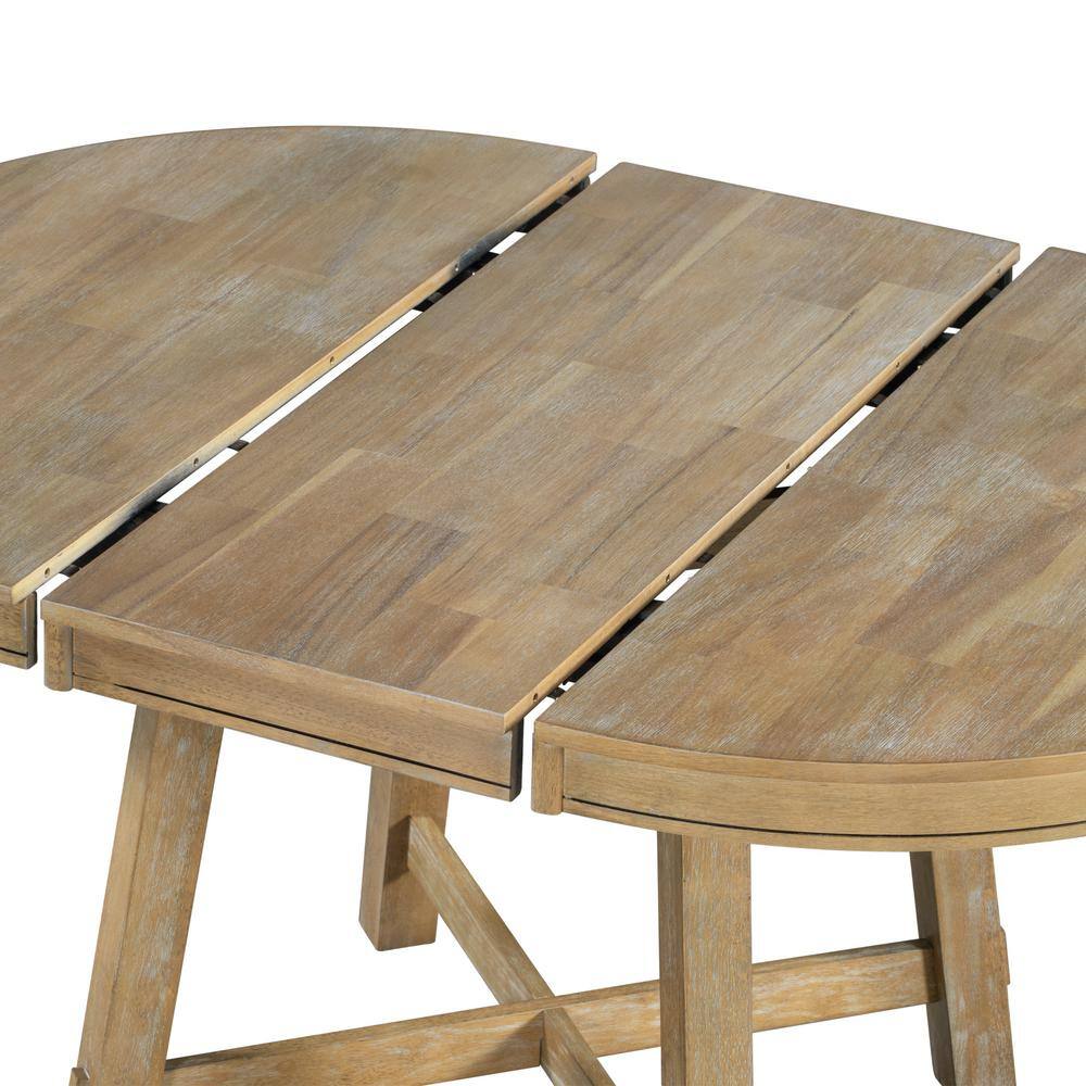 Harper & Bright Designs Farmhouse 5-Piece Naturel Wood Wash Extendable Dining Table Set (Seats 4)