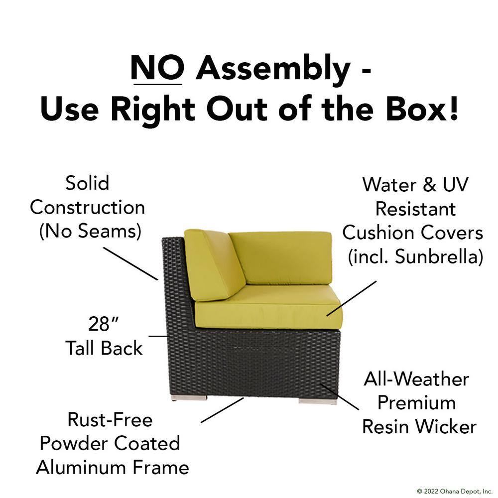 Ohana Depot Black 8-Piece Wicker Patio Seating Set with Sunbrella Coal Cushions