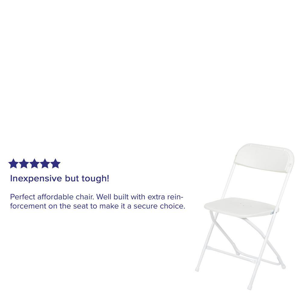 Carnegy Avenue White Plastic Seat with Metal Frame Folding Chair (Set of 2)