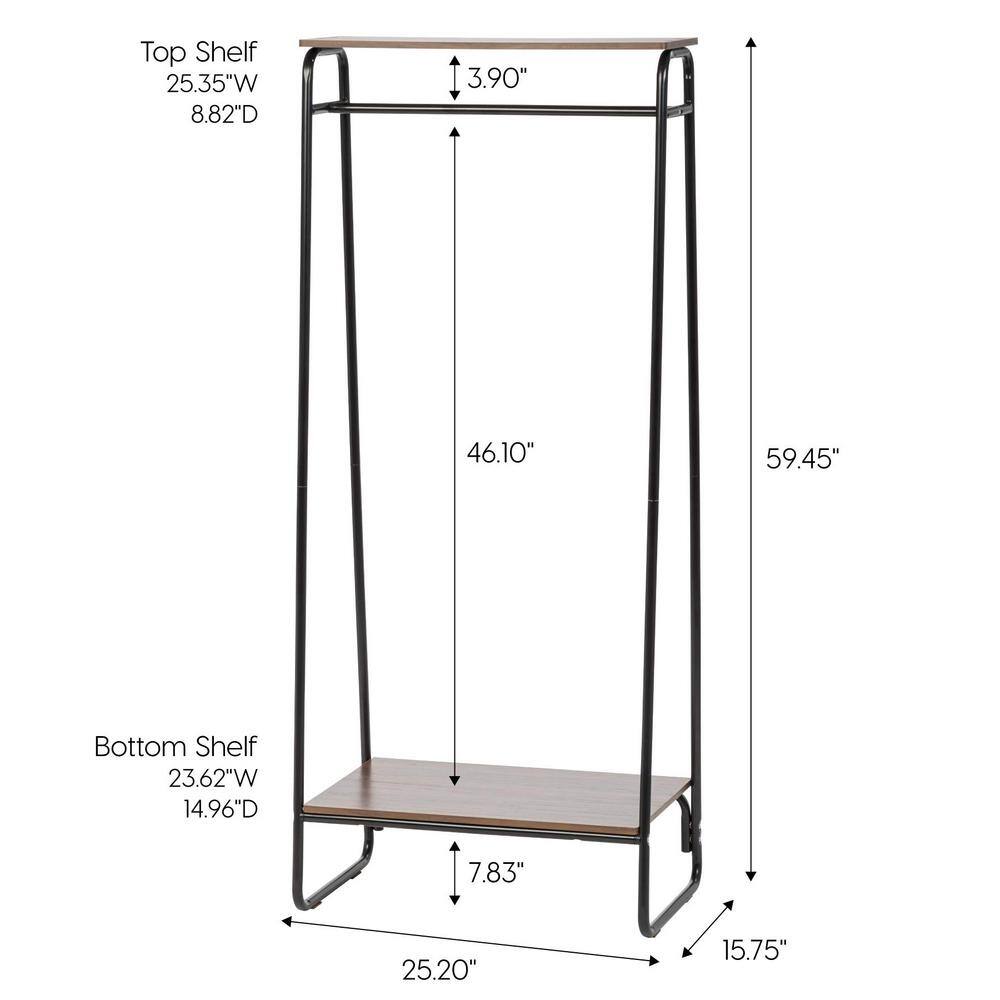 None Black Metal Garment Clothes Rack 25 in. W x 59.5 in. H