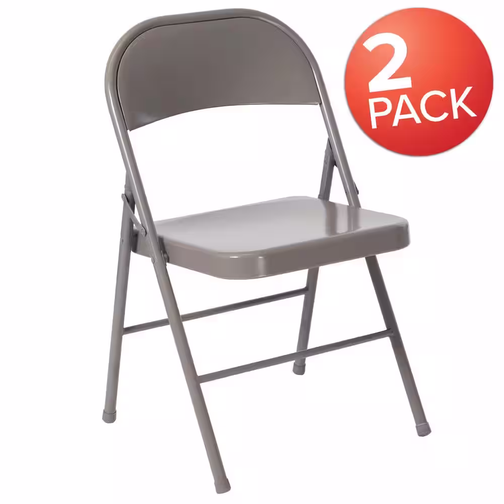 Carnegy Avenue Gray Metal Folding Chair (2-Pack)