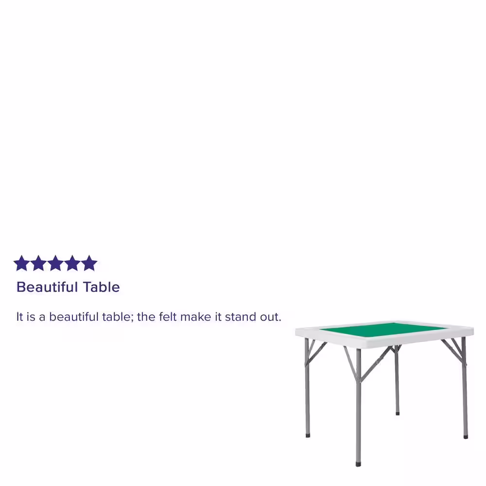 None 34.5 in. Granite White Plastic Tabletop Metal Frame Folding Table
