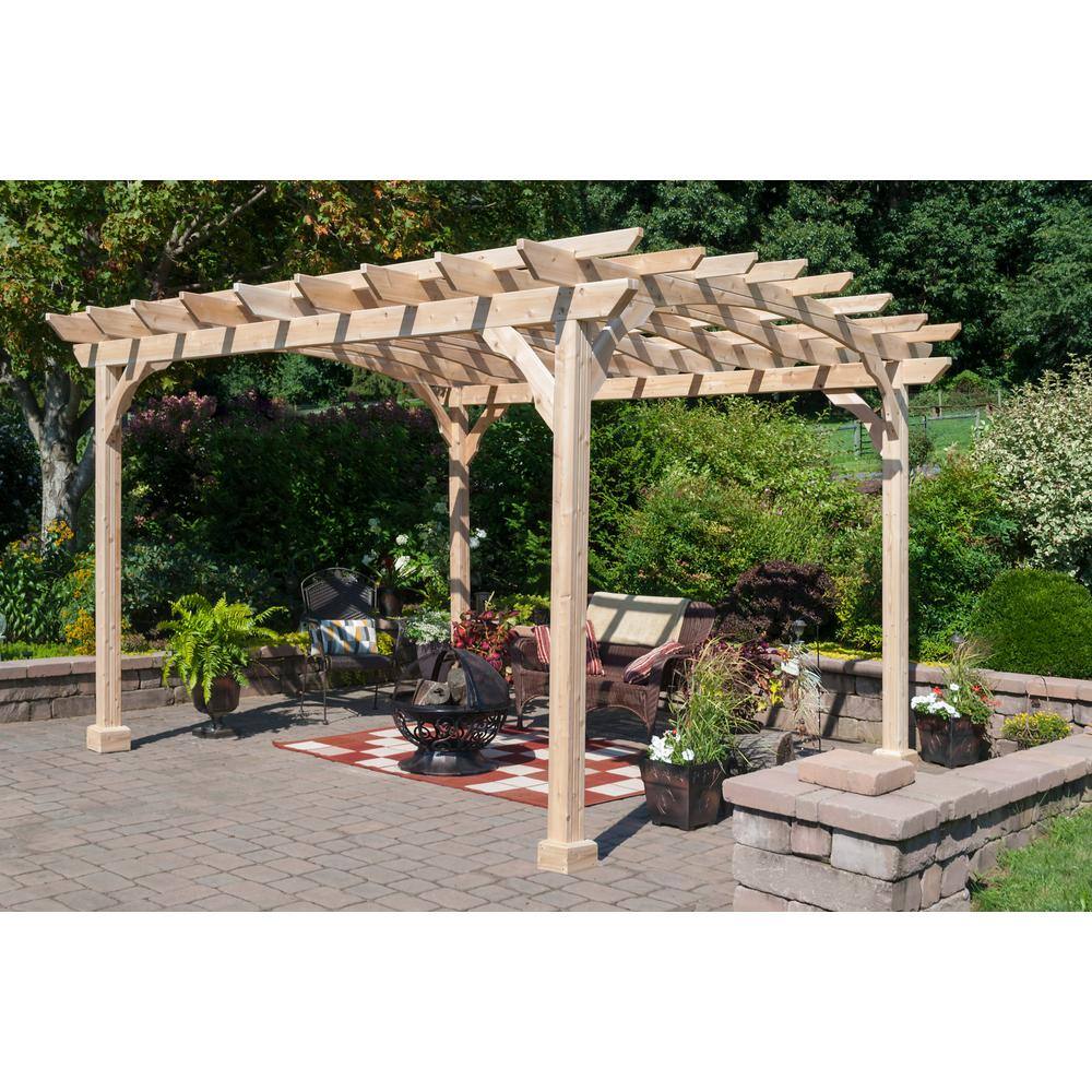 None YC 10 ft. x 13 ft. Unfinished Wood Pergola (8 ft. Posts)