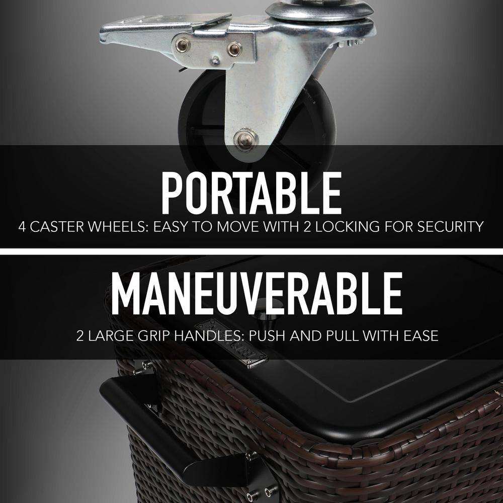 PERMASTEEL 80 Qt. Wicker Patio Rolling Cooler Black/Brown