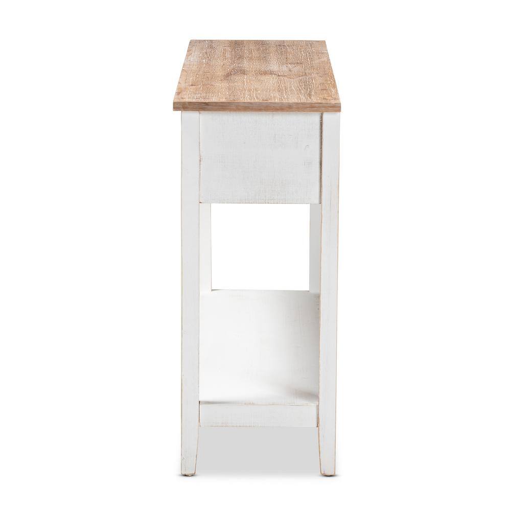 Baxton Studio Benedict 47.2 in. White and Oak Rectangle Wood Console Table