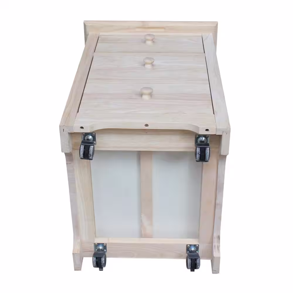 International Concepts Solid Wood Ready to Finish Rolling File Cabinet