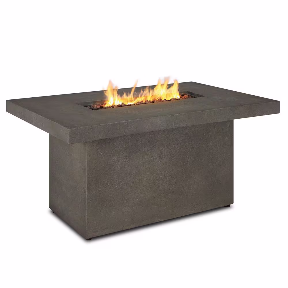 Real Flame Ventura 50 in. x 24 in. Rectangle MGO Propane Fire Pit in Glacier Gray with Natural Gas Conversion Kit
