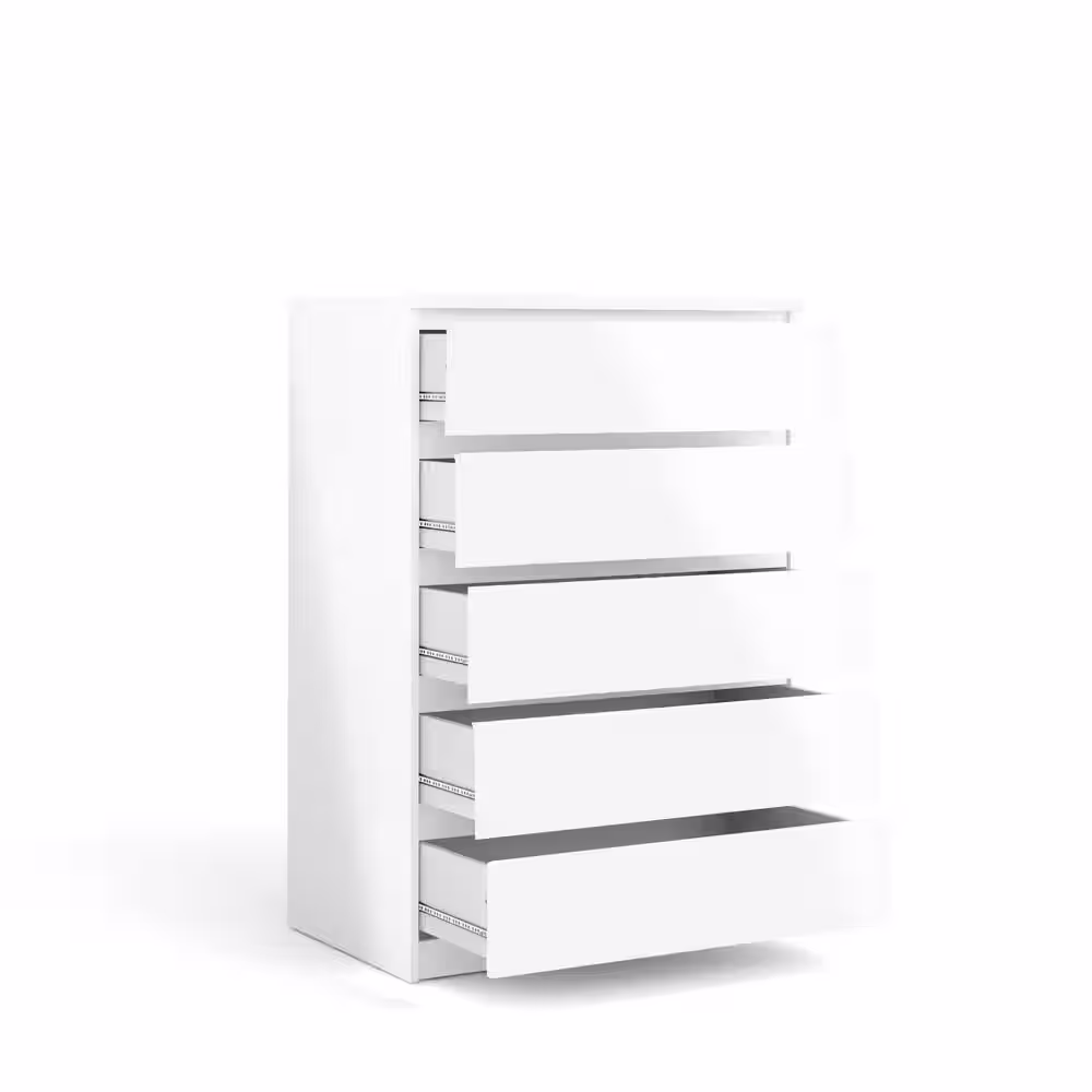 Tvilum Scottsdale 5-Drawer White High Gloss Chest of Drawers 43.82 in. H x 30.31 in. W x 19.69 in. D