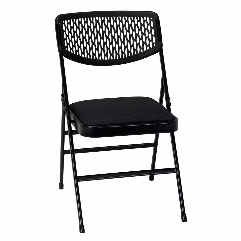 Cosco Black Fabric Padded Seat Folding Chair (Set of 4)