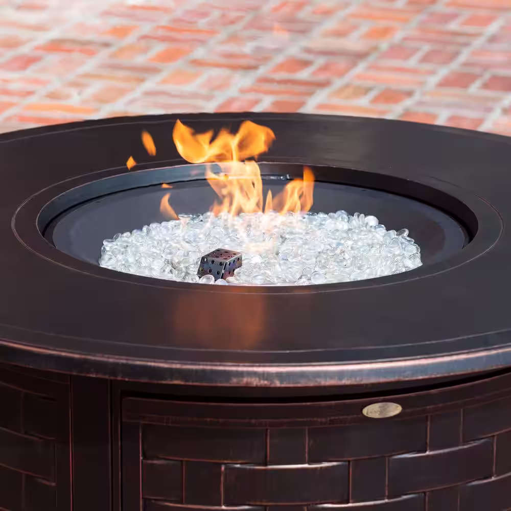 Fire Sense Perissa 44 in. Woven Aluminum LPG Fire Pit in Antique Bronze