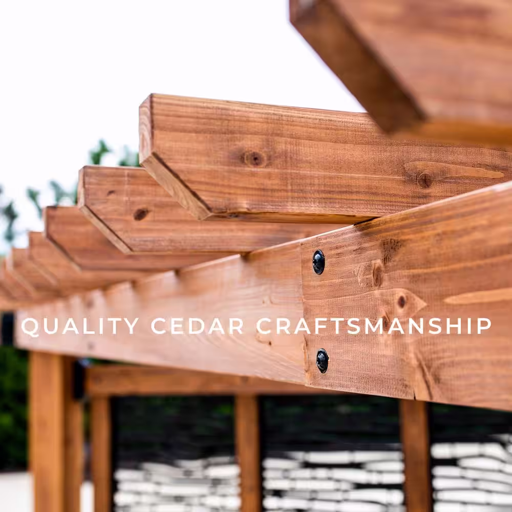 Backyard Discovery Verona 8 ft. x 8 ft. Light Brown Wooden Cabana Pergola with Bamboo Privacy Panels