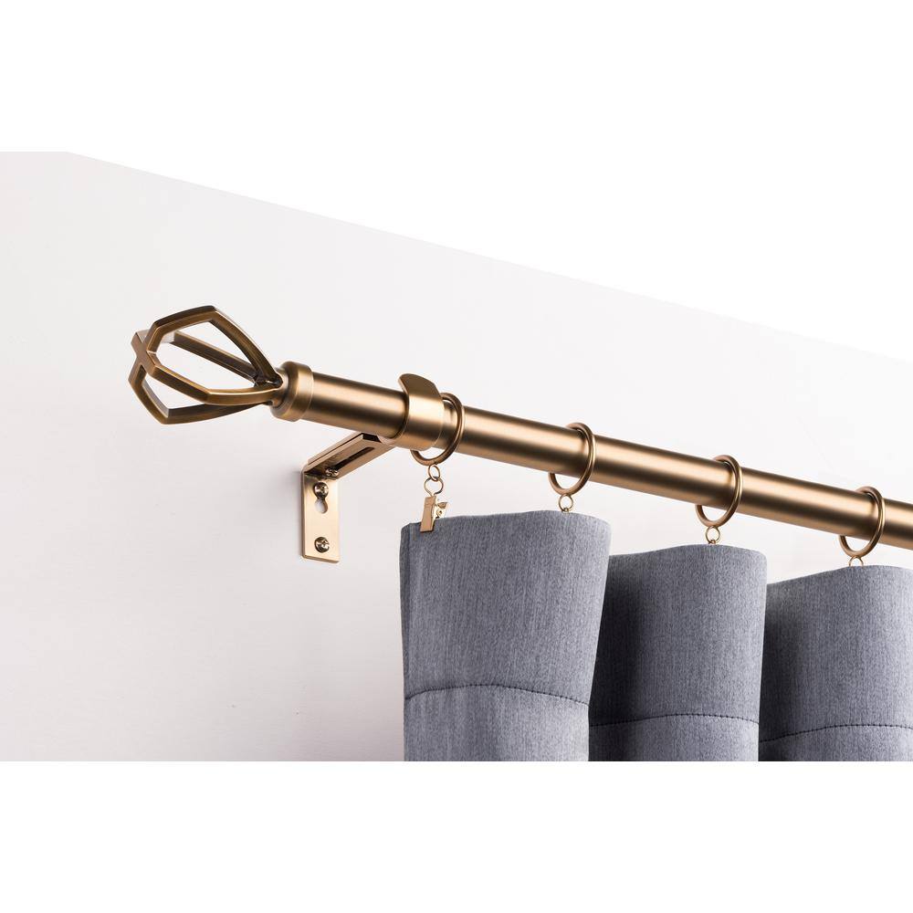 The Haven Collection Aerial 72 in. - 144 in. Adjustable Single Curtain Rod 1 in. in Bronze Dore with Finial