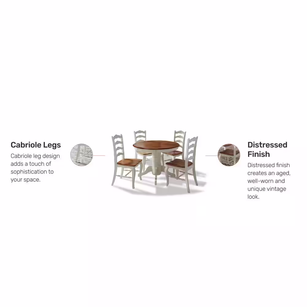 HOMESTYLES French Countryside Oak and Rubbed White Dining Table