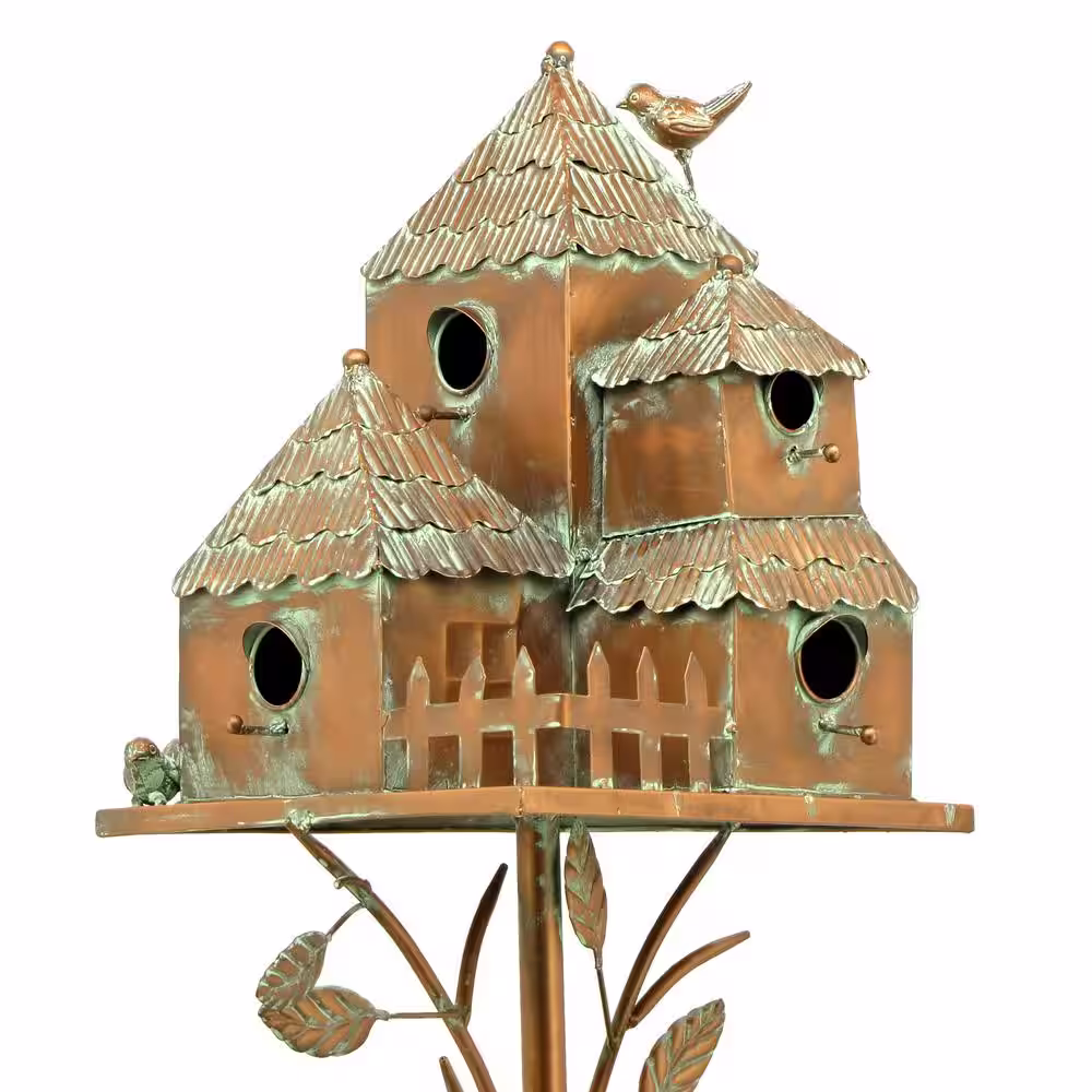 Zaer Ltd. International Plumsteadville Copper Multi-Bird Condominium Birdhouse Stake