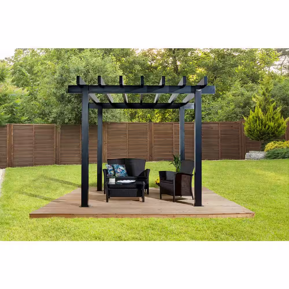 Sojag Yamba 10 ft. x 10 ft. Black Rustproof Aluminum Framed Pergola