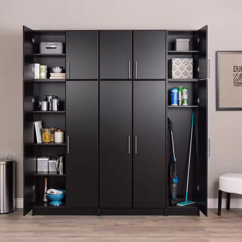 Prepac Wood Freestanding Garage Cabinet in Black (16 in. W x 65 in. H x 16 in. D)