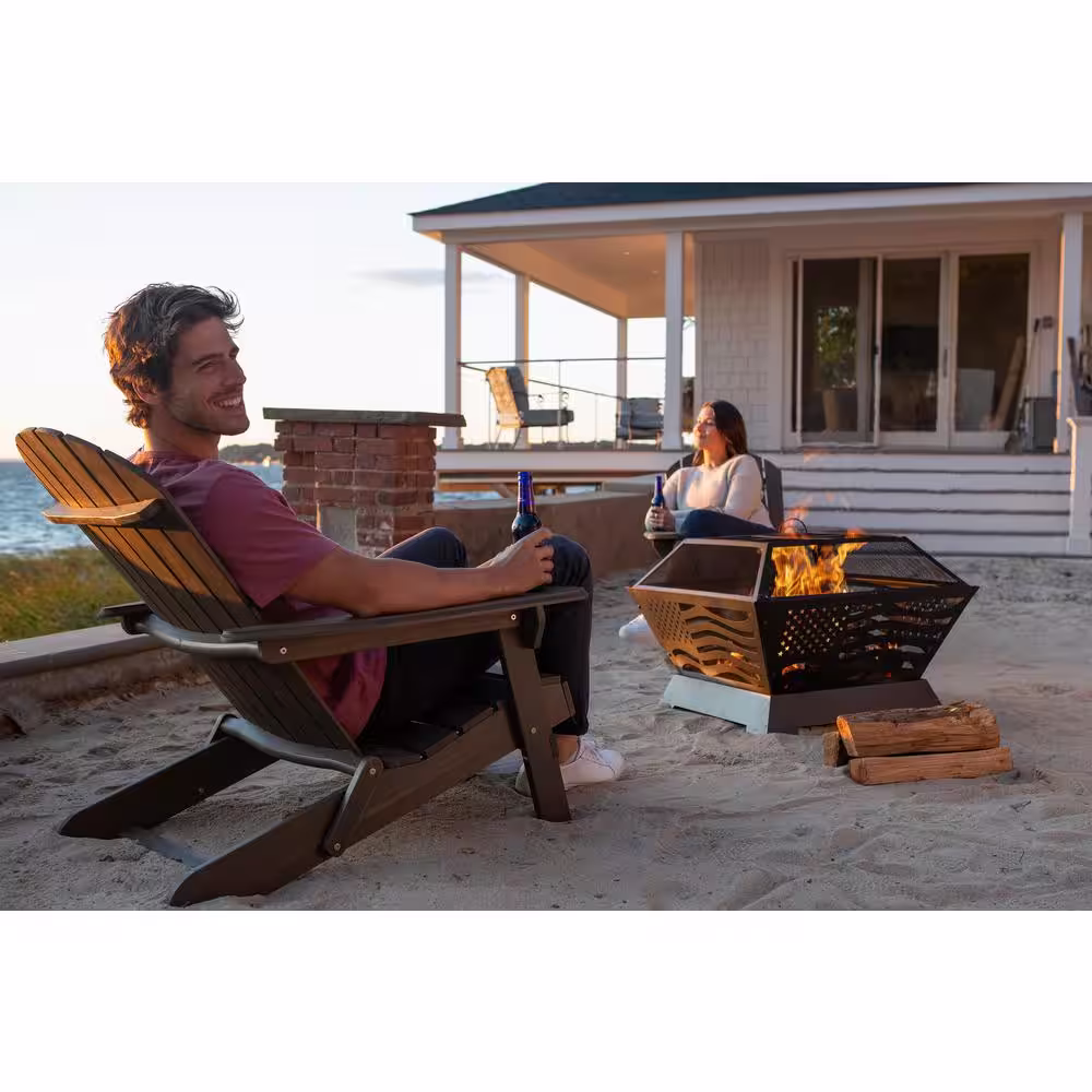 Endless Summer 28 in. D Steel Patriot American Flag Wood Burning Fire Pit