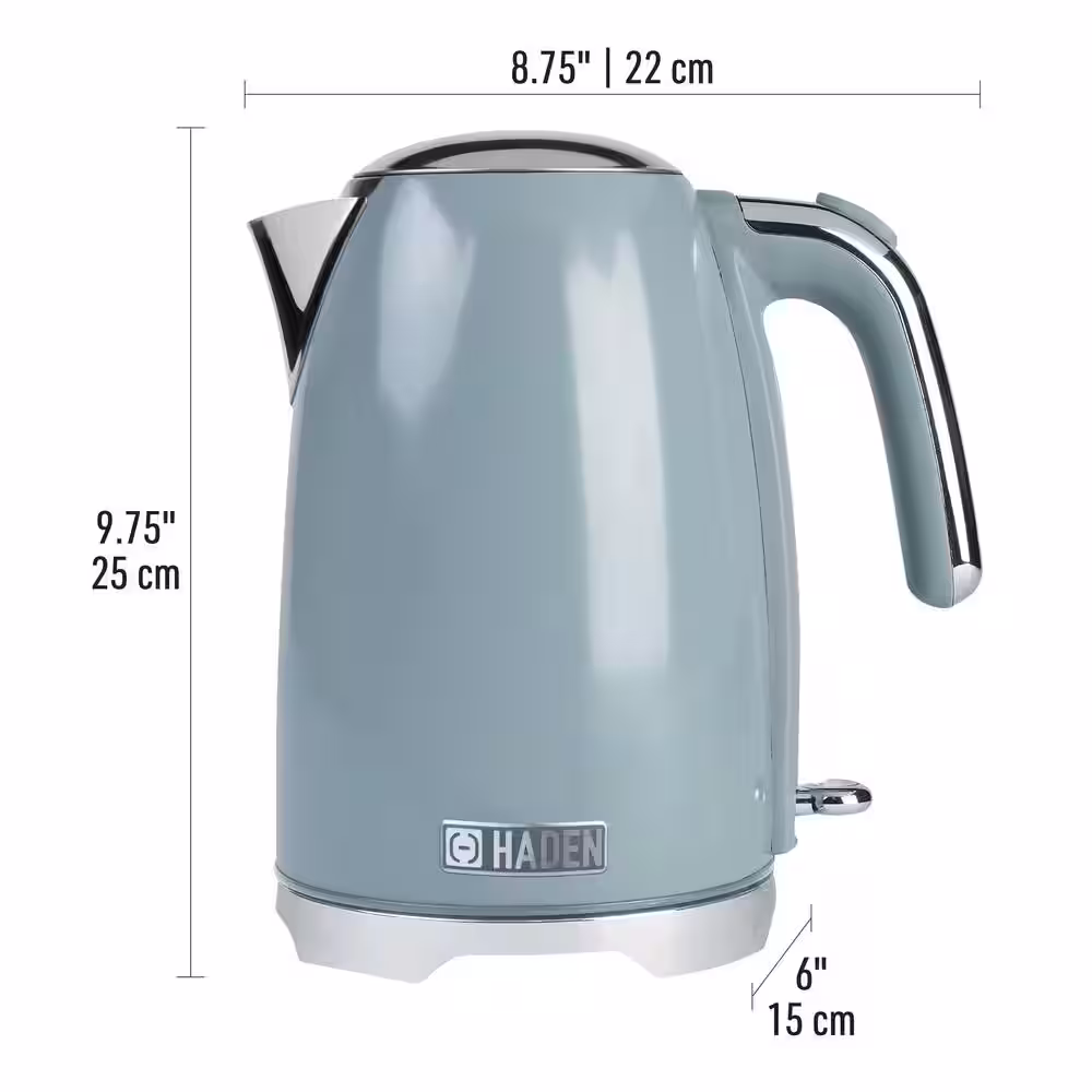 HADEN Brighton 1.7 l 7-Cup Sky Blue Stainless Steel Electric Kettle with Auto Shut-Off and Boil-Dry Protection