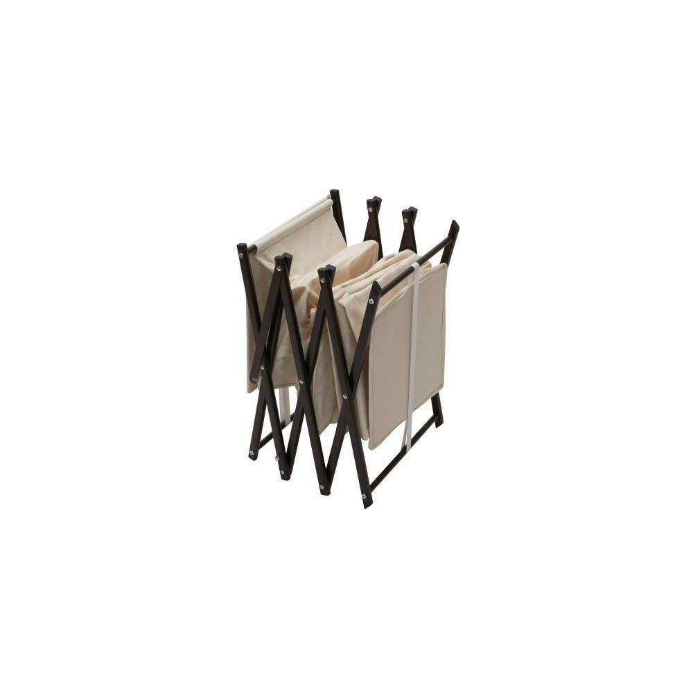 HOUSEHOLD ESSENTIALS 44.5 in. H 12-Pair Natural Sturdy Folding Frame, Poly-Cotton Blend Fabric Shoe Rack