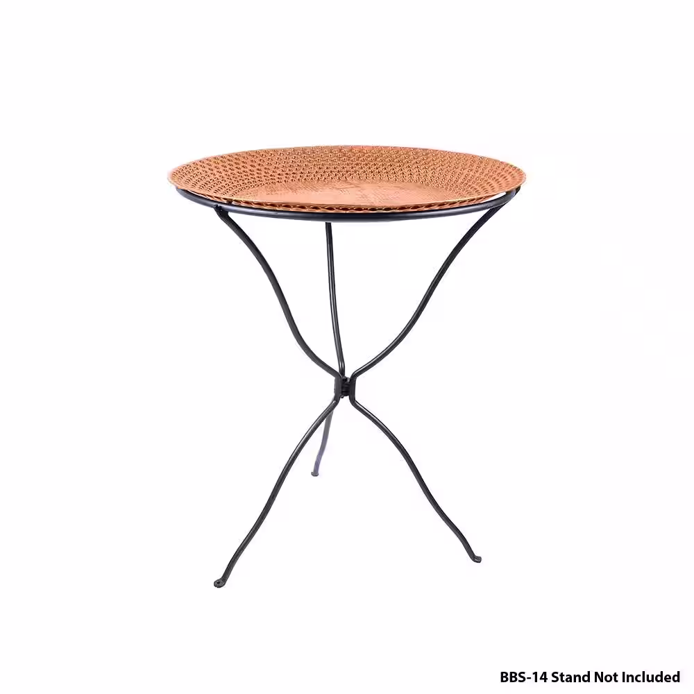 Achla Designs 24 in. Dia Copper Classic II Hammered Texture Birdbath with Wide Rim