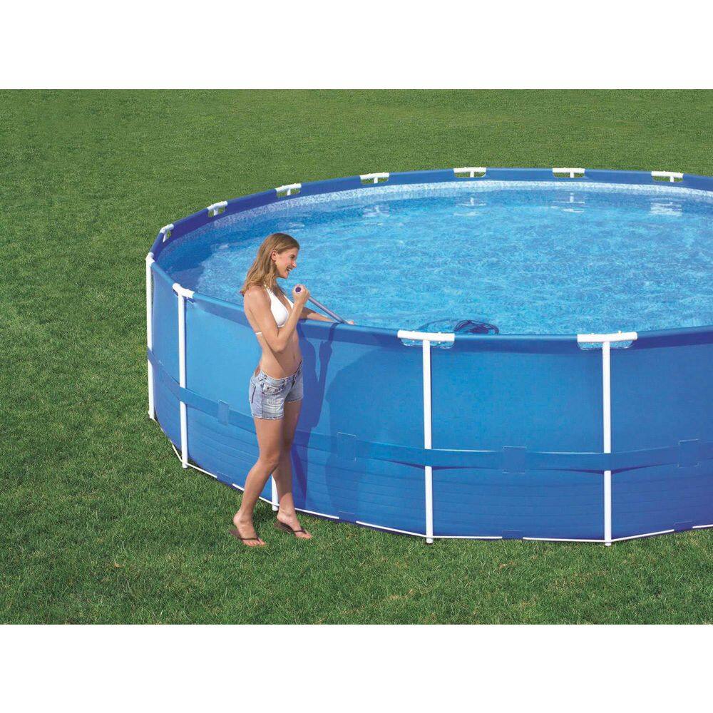 Bestway 18 ft. x 9 ft. x 48 in. Rectangular Frame Above Ground Pool and Cleaning Kit