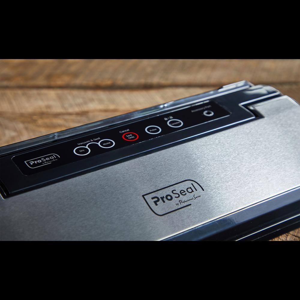 ProSeal Black Food Vacuum Sealer with 11.8 in. Airtight Heat Seal, Dry and Moist Modes, Bag Cutter, Starter Kit Included