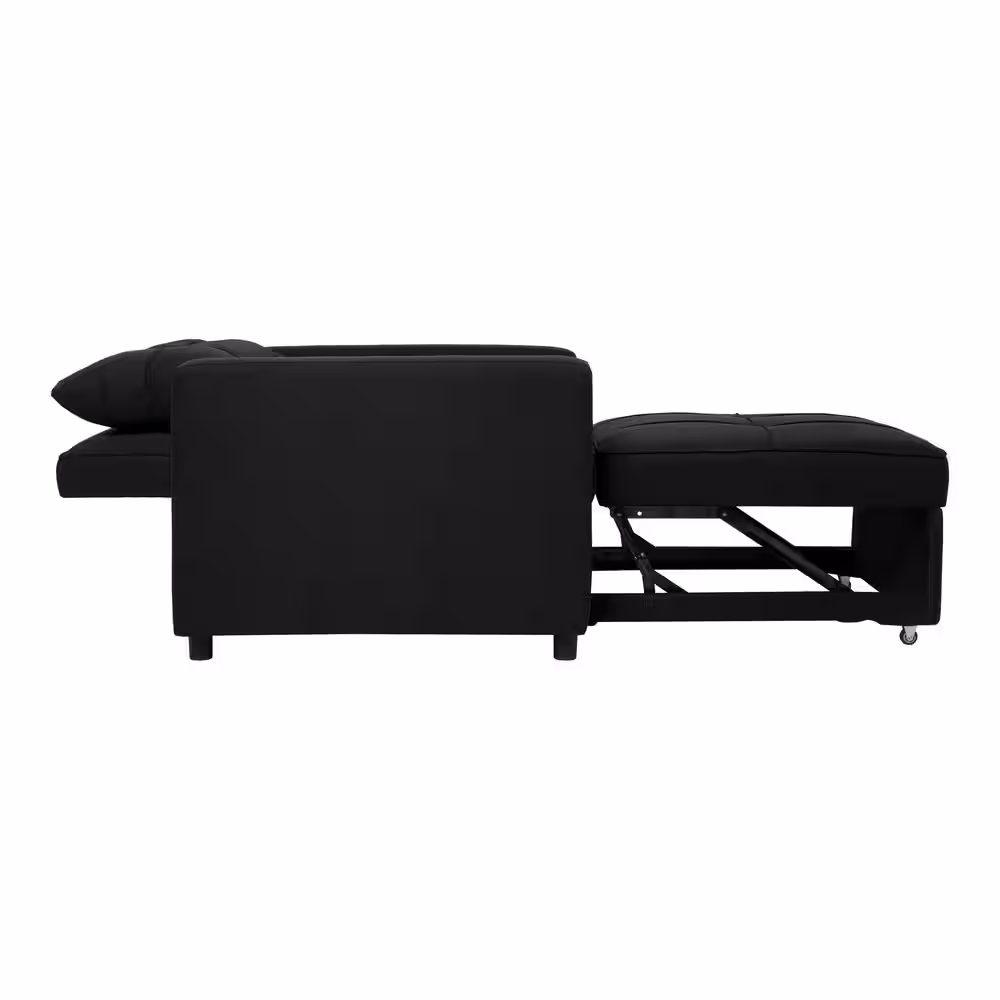 MAYKOOSH Sleeper 3 in 1-Convertible Chair Bed, Pull Out Folding Lounger Sleeper Chair Bed, Linen Sofa Bed Sleeper Black