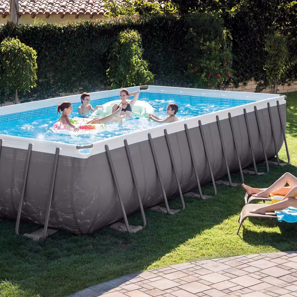 INTEX 24 ft. x 12 ft. x 52 in. Rectangular Ultra XTR Metal Frame Pool with Canopy
