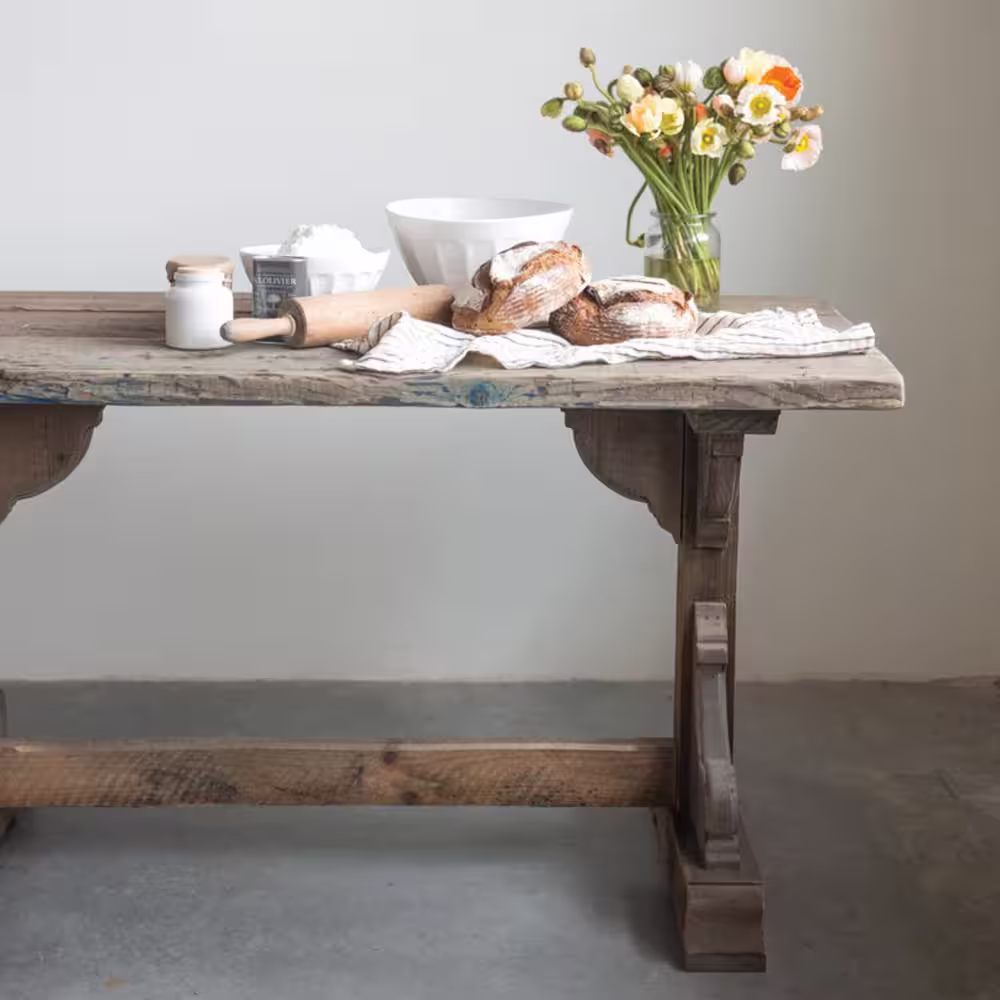 Storied Home Backyard Farmer Brown Reclaimed Wood Dining Table with Trussel