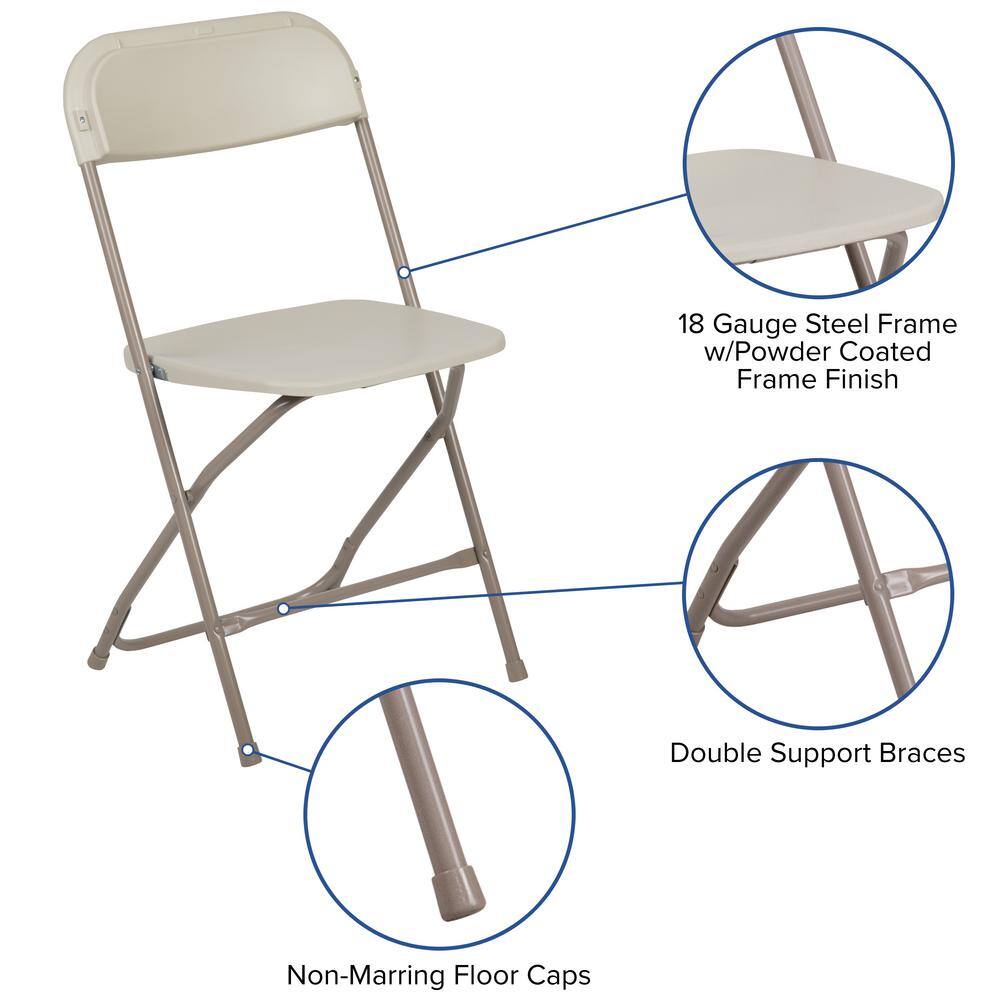Carnegy Avenue Beige Metal Folding Chair (Set of 10)