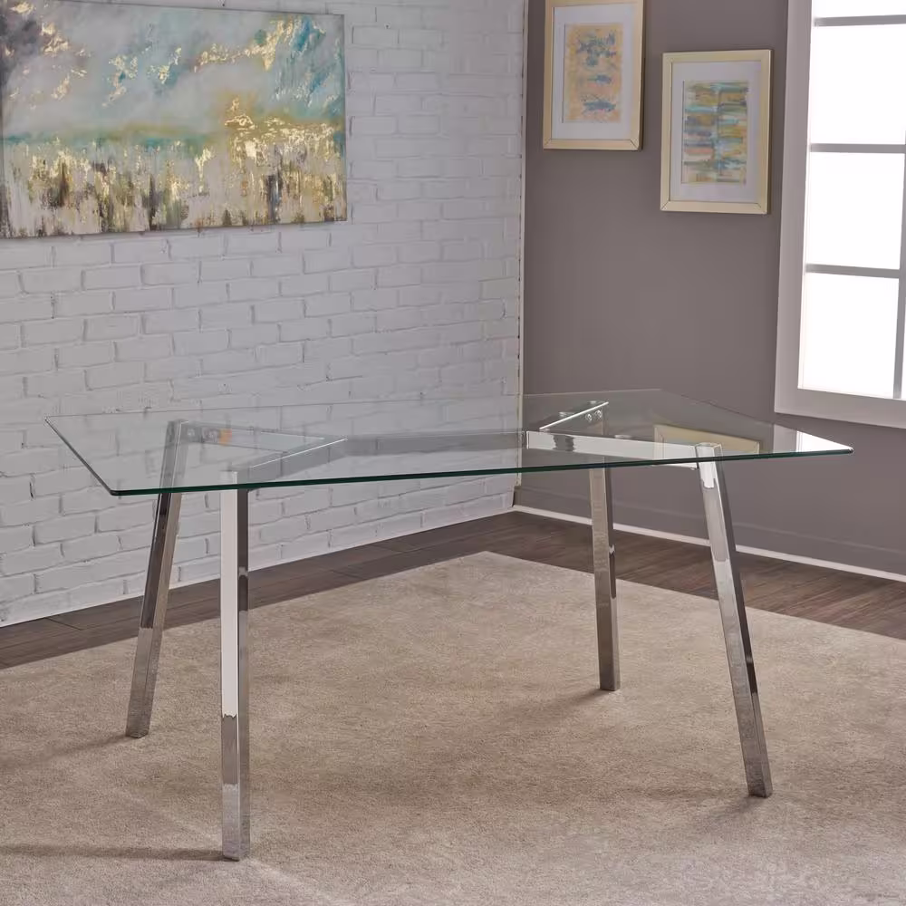 Noble House Zavier Clear Tempered Glass Dining Table