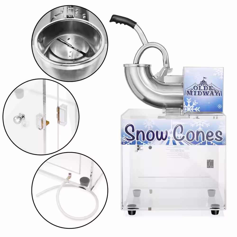 Olde Midway 1700 oz. Commercial Snow Cone Machine, Countertop Ice Shaver Slush Maker