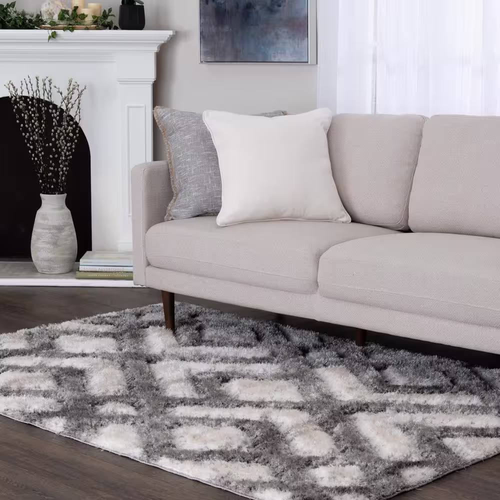 None Bazaar Katana Beige/Gray 8 ft. x 10 ft. Geometric Area Rug