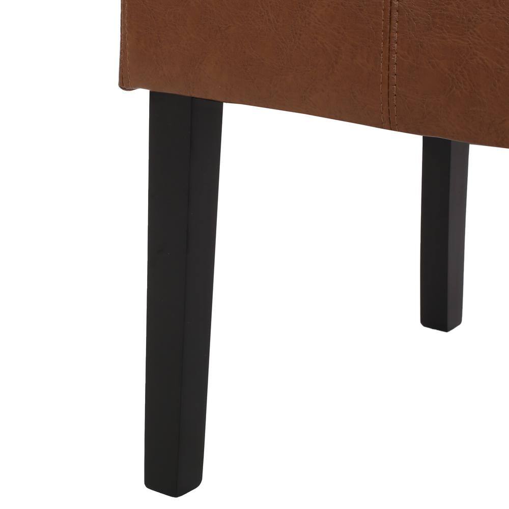 Noble House Braydon Cognac Brown Faux Leather T-Stitch Dining Chair (Set of 2)