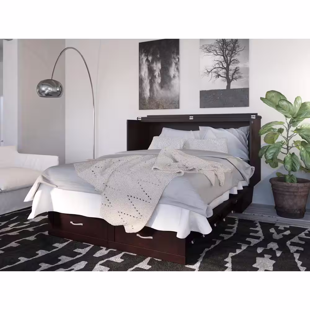 AFI Monroe Espresso Queen Murphy Bed Chest with Charging Station