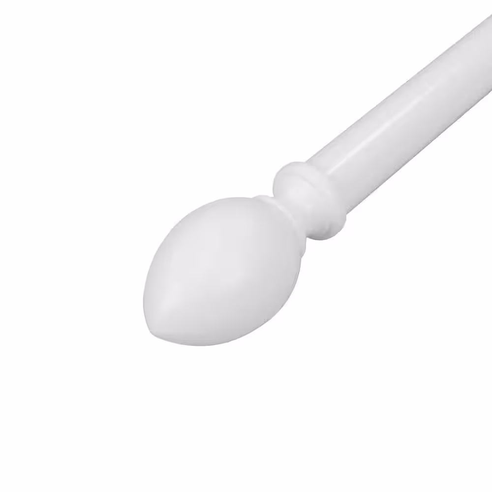 None Mix and Match 8 ft. (96 in.) Wood Single Smooth Curtain Rod 1-3/8 in. Dia in White (2-Piece 4 ft. Rod)