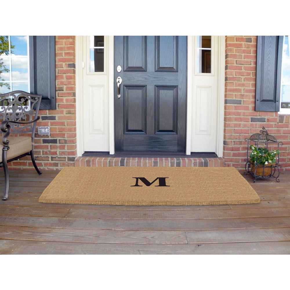 Nedia Home No Border 36 in. x 72 in. Heavy Duty Coir Monogrammed M Door Mat
